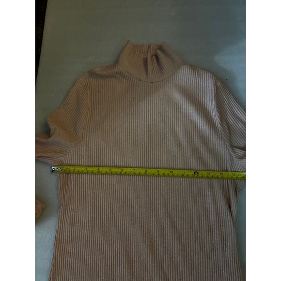 SHEIN Curve Flounce Sleeve Pink Sparkly Turtleneck Sweater 1XL Coquette Girl - Picture 5 of 8